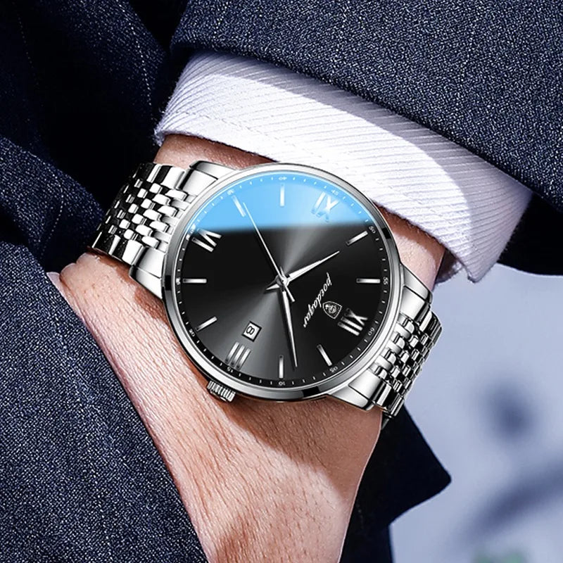 Watch Men Stainless Steel Business Date Clock Waterproof Luminous Watches Mens Luxury Sport Quartz Wristwatch