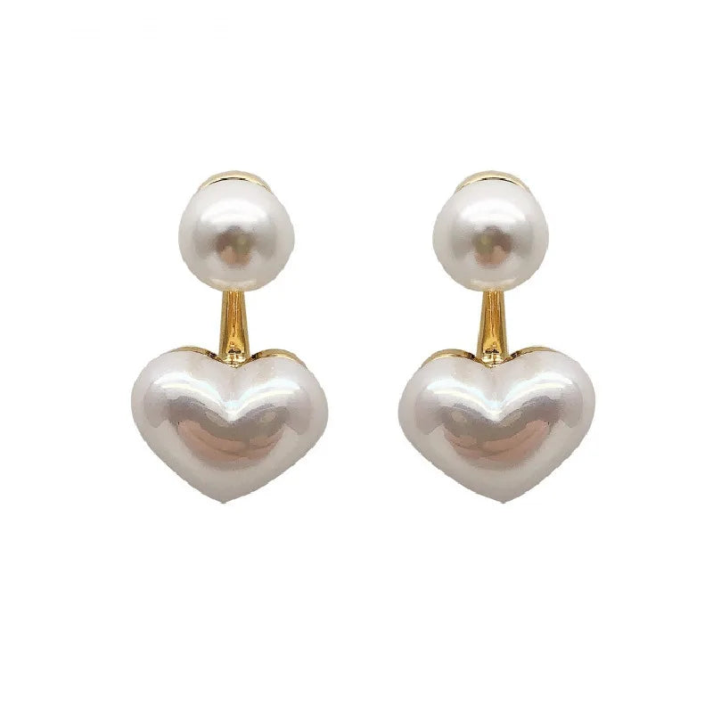 Heart Pearl Fine Earrings Joker Sweet Elegant Temperament Women Drop Earrings
