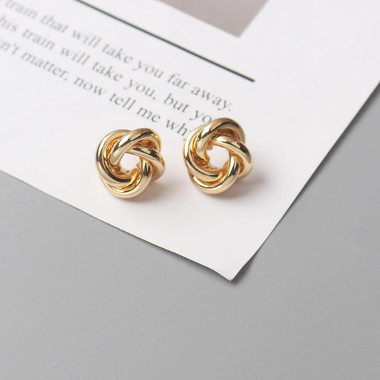 Earrings for Women Gold Color Twist Round Earrings Small Unusual Earrings boucles d'oreilles Fashion Jewelry