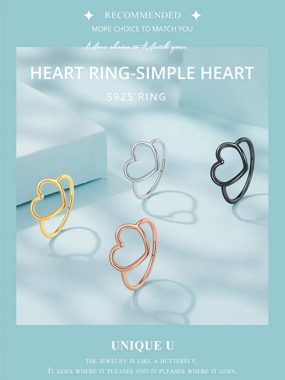 Silver Minimalist Heart Finger Rings for Women