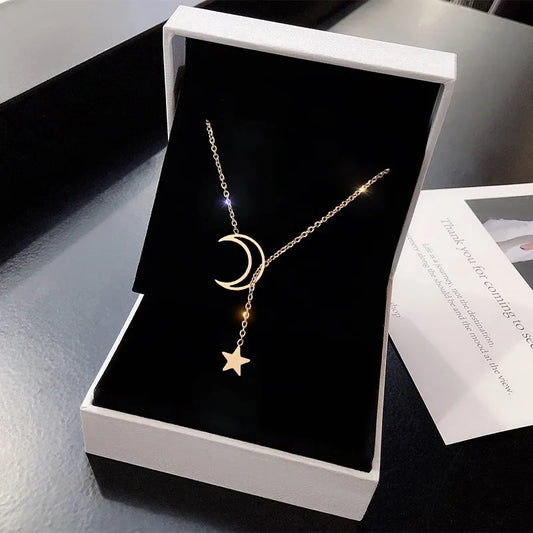ZEINA New Simple Moon Star Pendant Choker Necklace