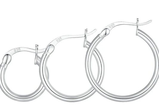 Hoop Earrings, 14K White Gold Plated Standard Tube Earrings for Women