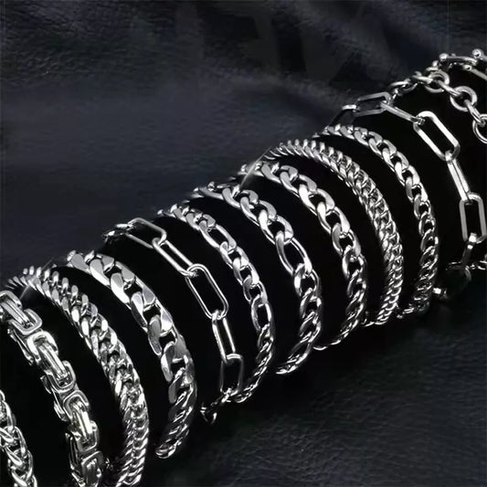 Bracelet for Men Women Figaro  Vintage Metal Viking Kpop Pulseras Emo Cute Luxury Jewelry Gift