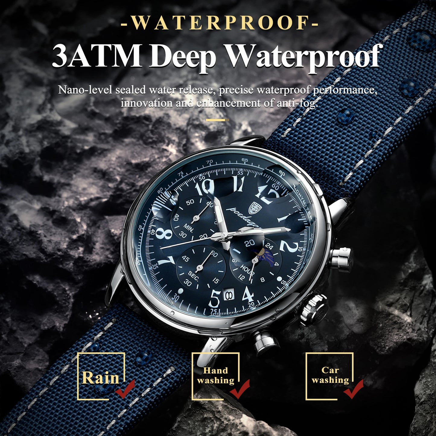 Luxury Military Sports Watch for Man Waterproof Luminous Chronograph Date Men's Watches Quartz Nylon Leather Men Clock