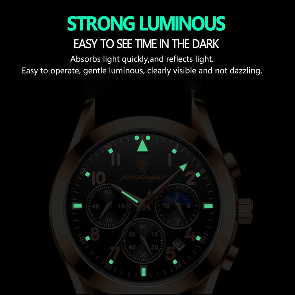 Men Watches Stainless Steel Time Chronograph