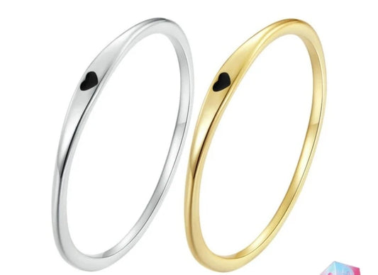 Carve Heart Wedding Band Stackable Promise Ring for Her 2 Colors