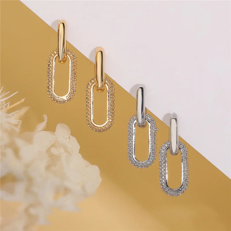 Earrings Gold Silver Color Geometric Round Earrings for Women Girls